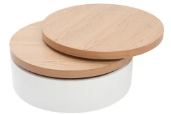 Cheap Miliboo Mesa de centro con tableros pivotantes y almacenaje blanca y madera ICON