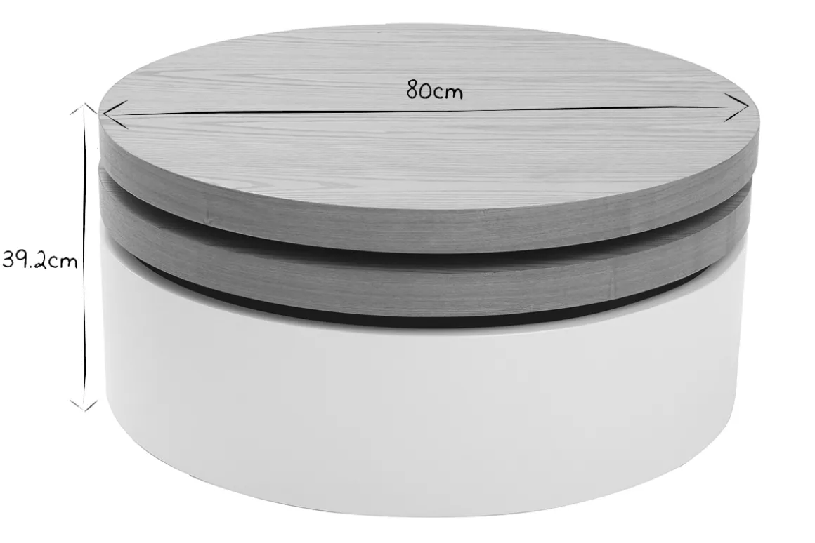 Cheap Miliboo Mesa de centro con tableros pivotantes y almacenaje blanca y madera ICON