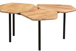 Best Miliboo Mesa de centro con 3 tableros de acacia y metal SUZANE