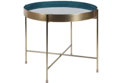 Best Sale Miliboo Mesa de centro con tablero reversible azul petróleo y blanco SATEEN