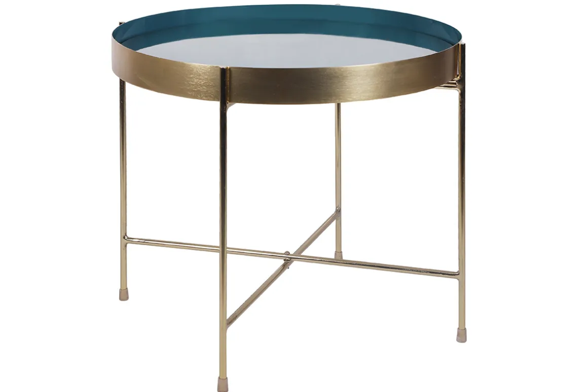 Best Sale Miliboo Mesa de centro con tablero reversible azul petróleo y blanco SATEEN