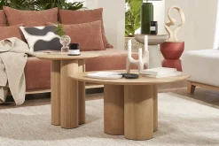 Store Miliboo Mesa de centro de diseño de madera clara HOLLEN