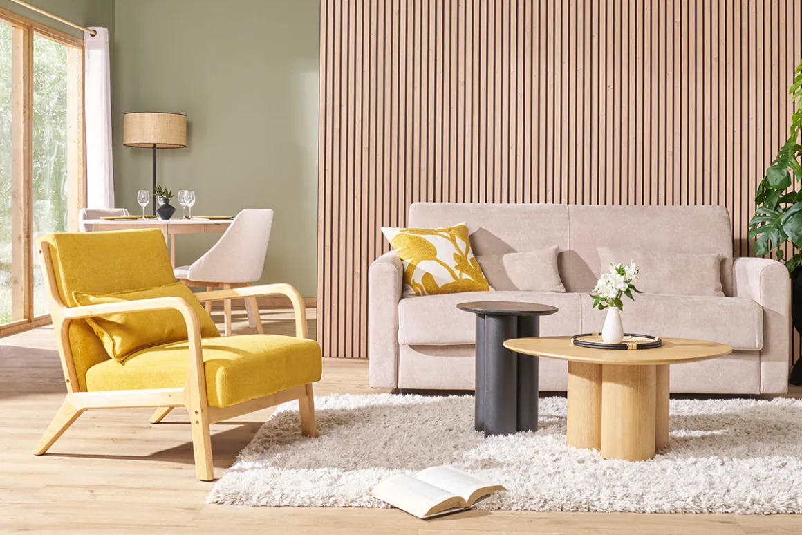 Store Miliboo Mesa de centro de diseño de madera clara HOLLEN