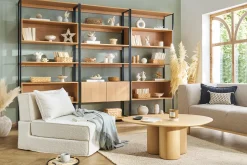 Fashion Miliboo Mesa de centro de diseño de madera clara 100 cm HOLLEN