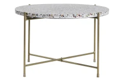 Store Miliboo Mesa de centro de diseño redonda en terrazo y metal dorado 55 cm diám. MEZZO