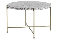 Store Miliboo Mesa de centro de diseño redonda en terrazo y metal dorado 55 cm diám. MEZZO