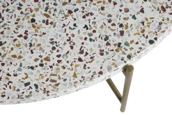 Store Miliboo Mesa de centro de diseño redonda en terrazo y metal dorado 55 cm diám. MEZZO