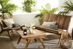 Fashion Miliboo Mesa de centro de jardín de madera maciza TIDAK