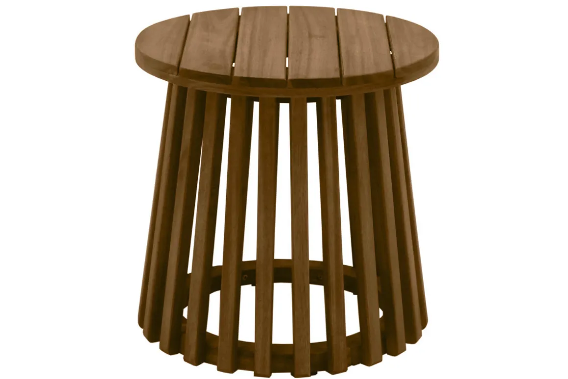 Online Miliboo Mesa de centro de jardín redonda de madera maciza 40 cm - NASSAU