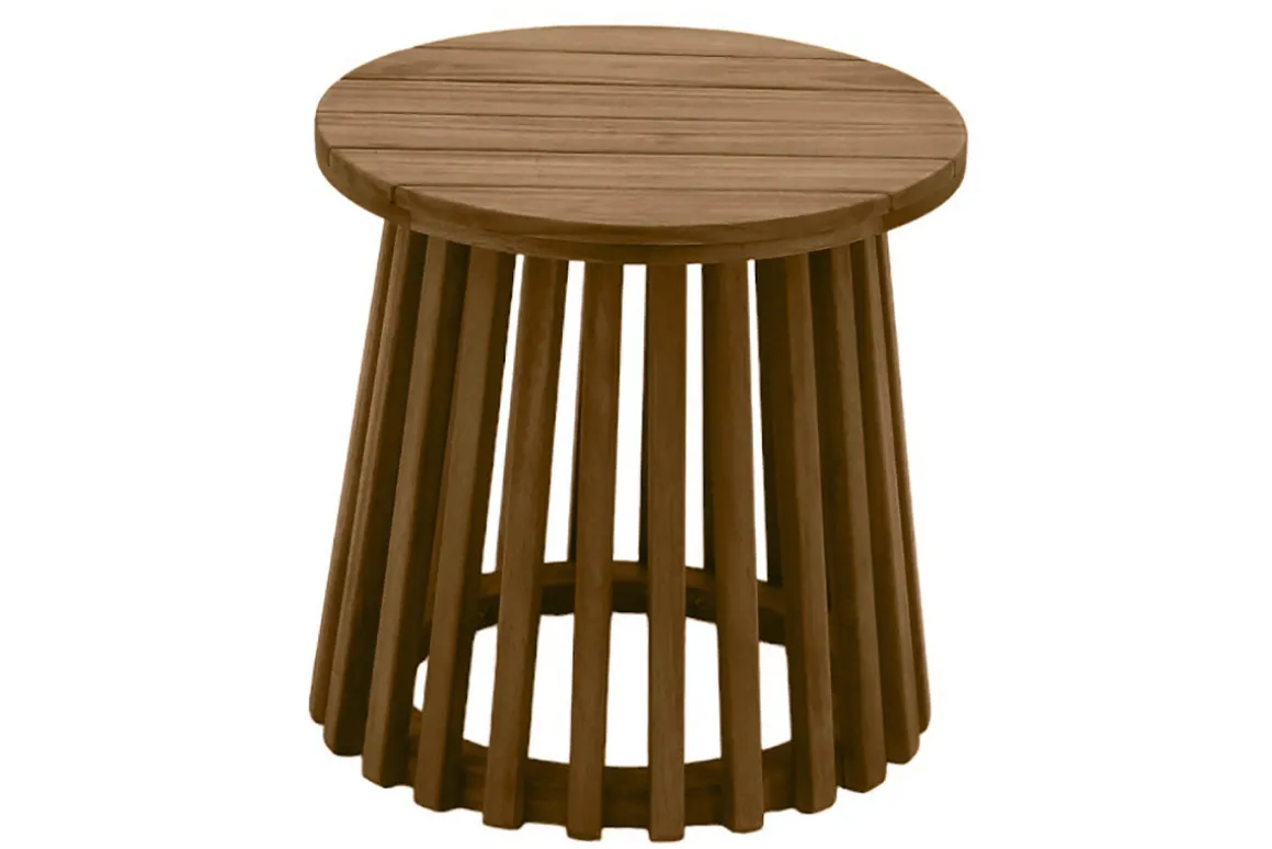 Online Miliboo Mesa de centro de jardín redonda de madera maciza 40 cm - NASSAU