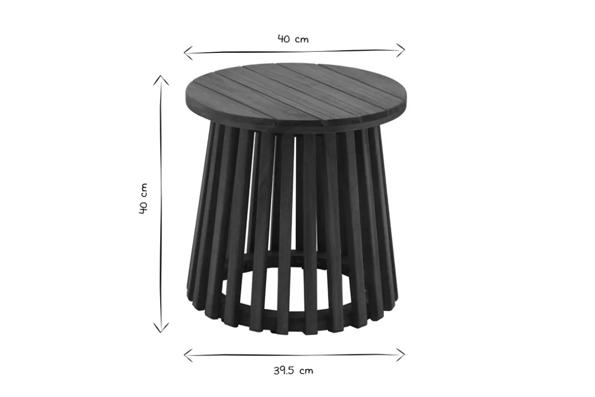 Online Miliboo Mesa de centro de jardín redonda de madera maciza 40 cm - NASSAU