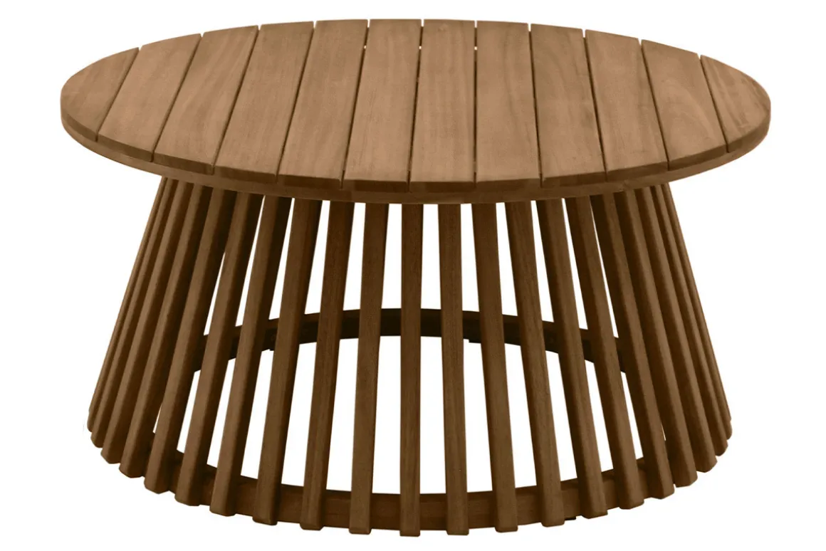 Clearance Miliboo Mesa de centro de jardín redonda de madera maciza 80 cm - NASSAU