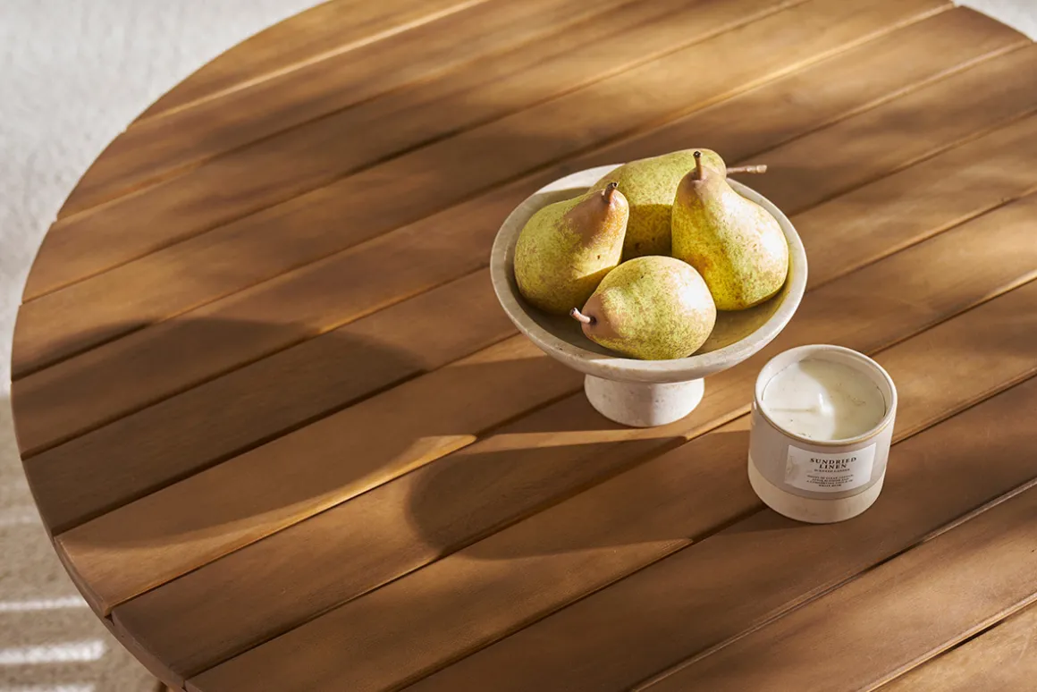 Clearance Miliboo Mesa de centro de jardín redonda de madera maciza 80 cm - NASSAU