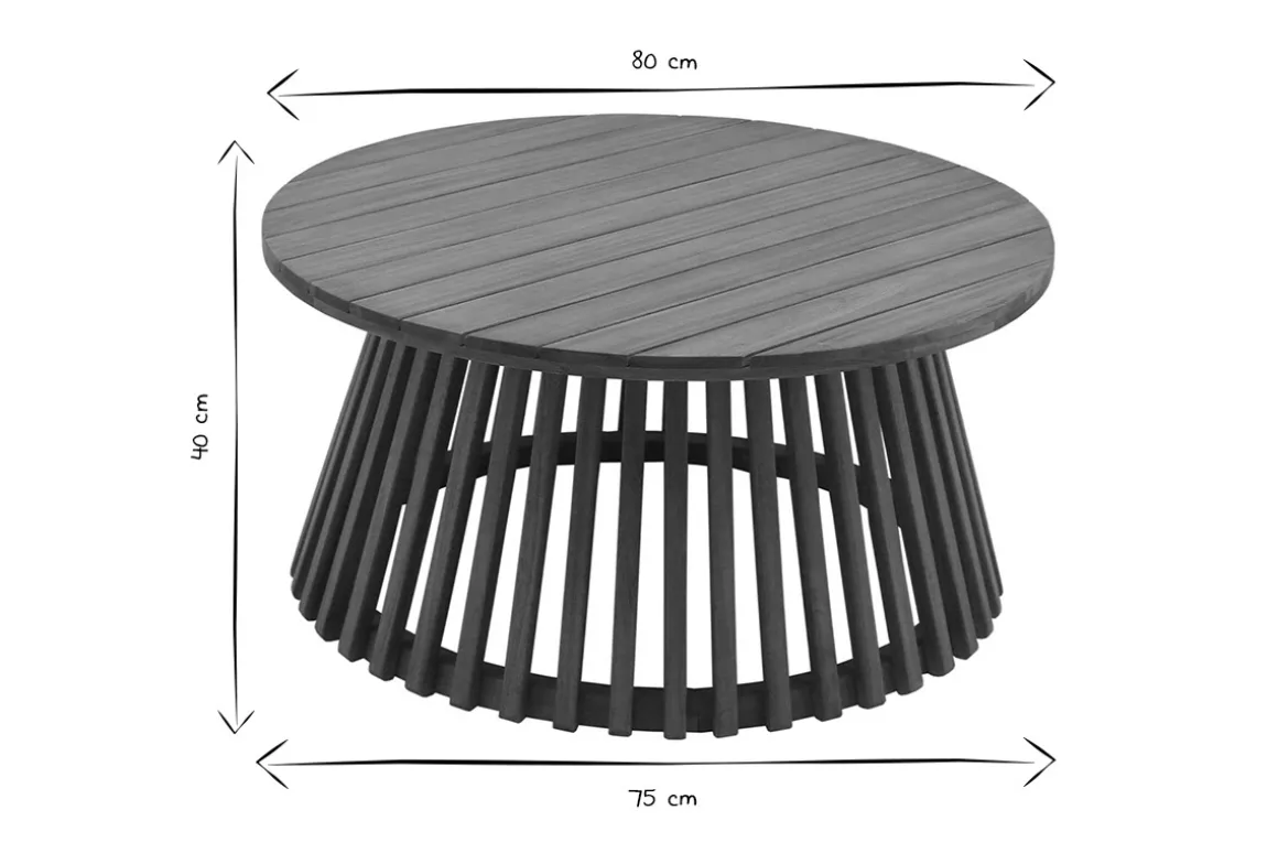 Clearance Miliboo Mesa de centro de jardín redonda de madera maciza 80 cm - NASSAU