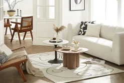 New Miliboo Mesa de centro de mármol y metal negro 60 cm COPEN