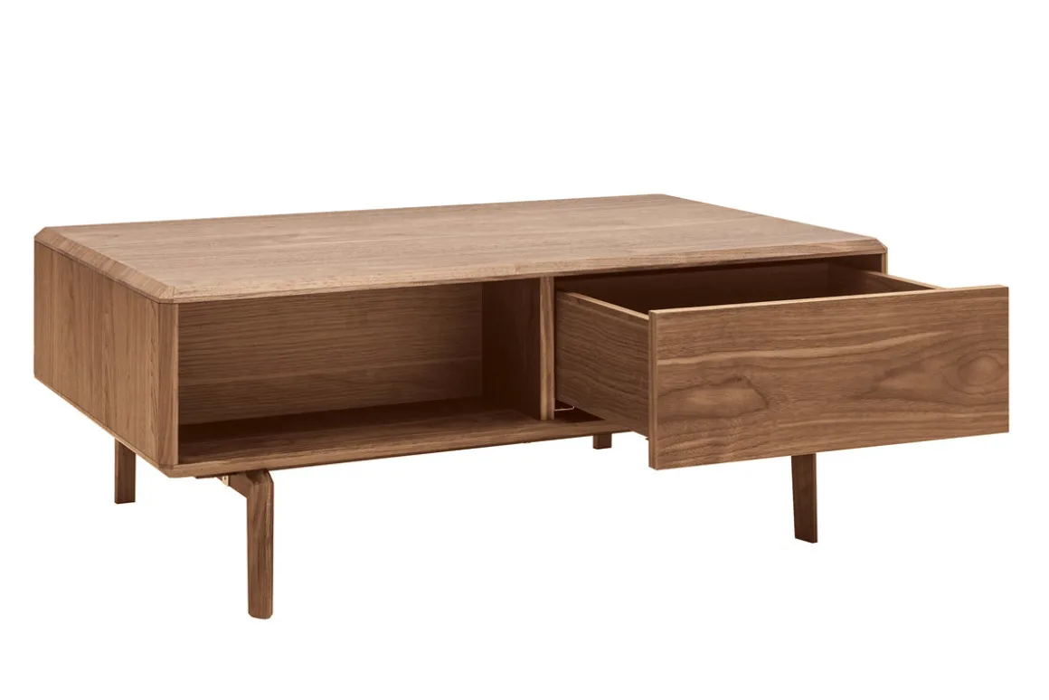 Best Miliboo Mesa de centro de nogal con almacenaje 100 cm SUVA