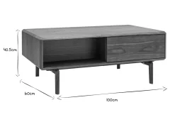 Best Miliboo Mesa de centro de nogal con almacenaje 100 cm SUVA