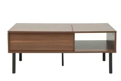 Flash Sale Miliboo Mesa de centro elevable de madera oscura y metal 100 cm KANE