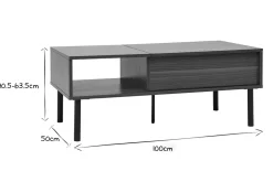 Flash Sale Miliboo Mesa de centro elevable de madera oscura y metal 100 cm KANE
