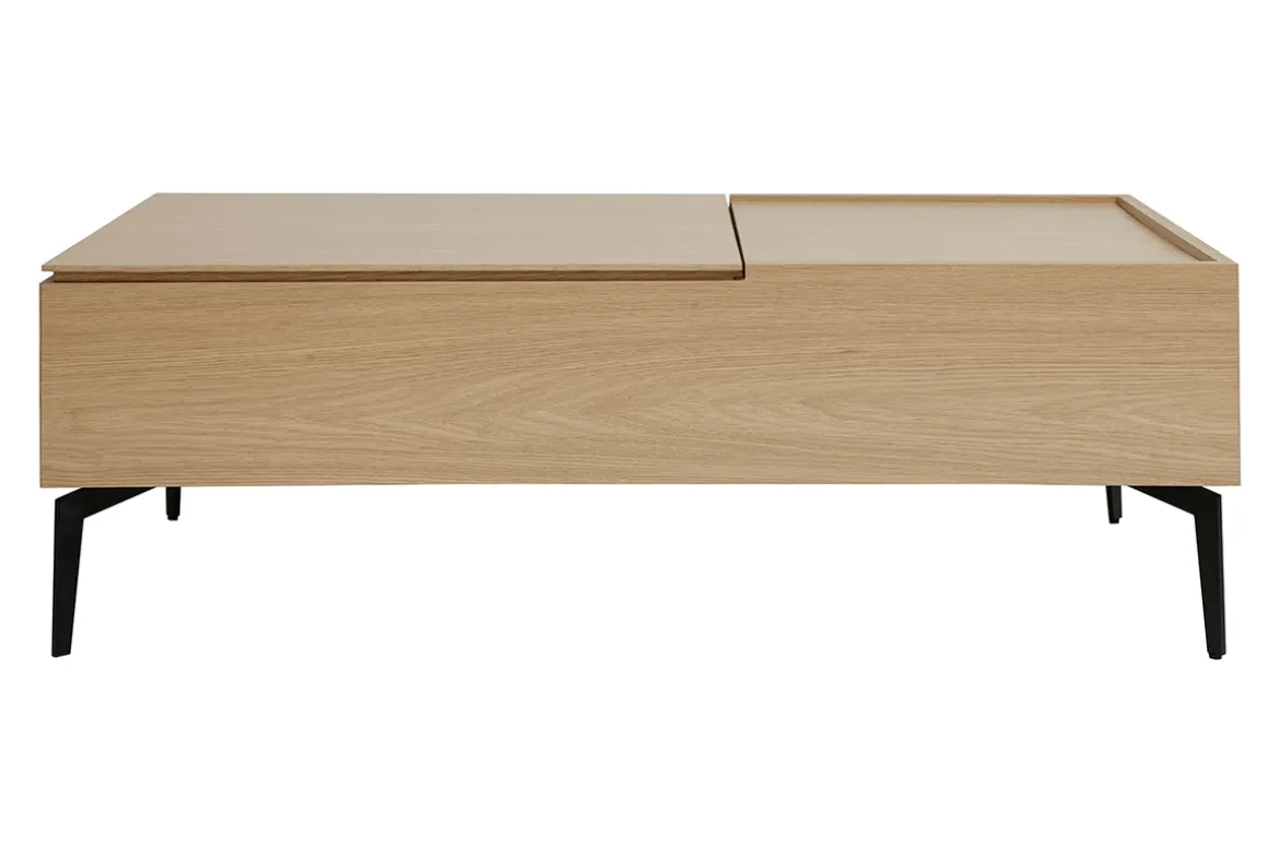 Store Miliboo Mesa de centro elevable de madera clara y metal negro 102,5 cm SEDA