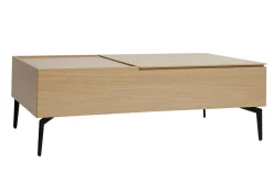 Store Miliboo Mesa de centro elevable de madera clara y metal negro 102,5 cm SEDA