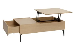 Store Miliboo Mesa de centro elevable de madera clara y metal negro 102,5 cm SEDA