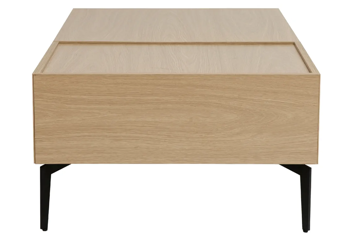 Store Miliboo Mesa de centro elevable de madera clara y metal negro 102,5 cm SEDA