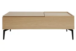 Store Miliboo Mesa de centro elevable de madera clara y metal negro 102,5 cm SEDA