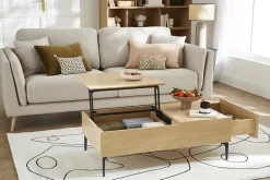 Store Miliboo Mesa de centro elevable de madera clara y metal negro 102,5 cm SEDA