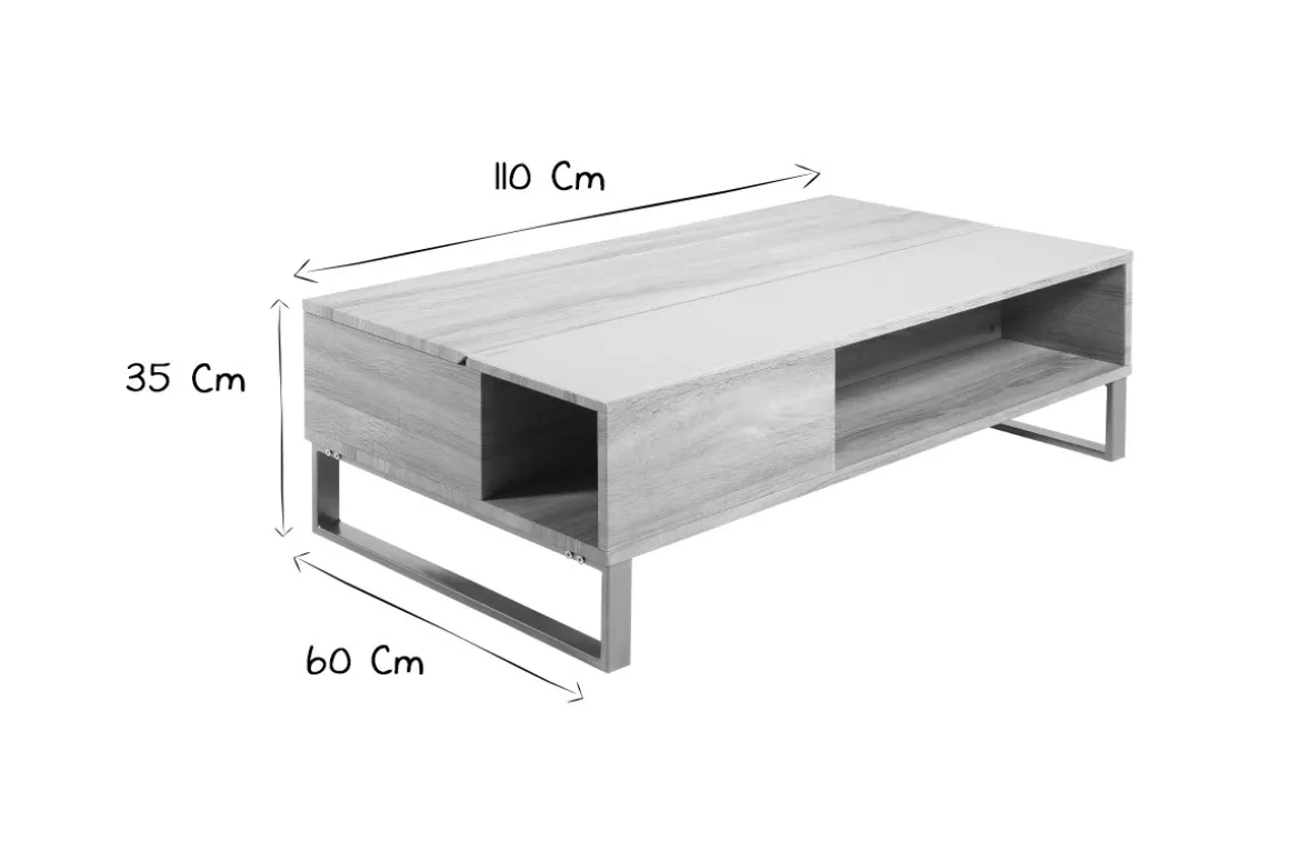 Fashion Miliboo Mesa de centro elevable en madera y metal WYNN