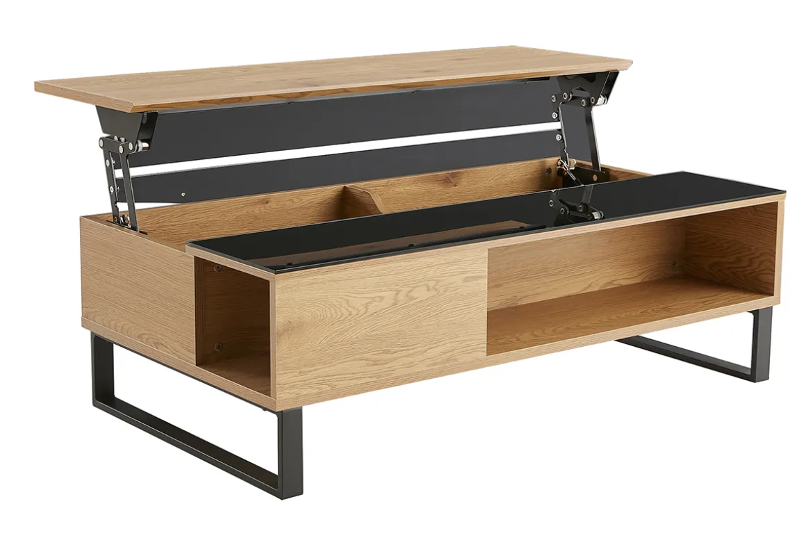 Fashion Miliboo Mesa de centro elevable en madera y metal WYNN