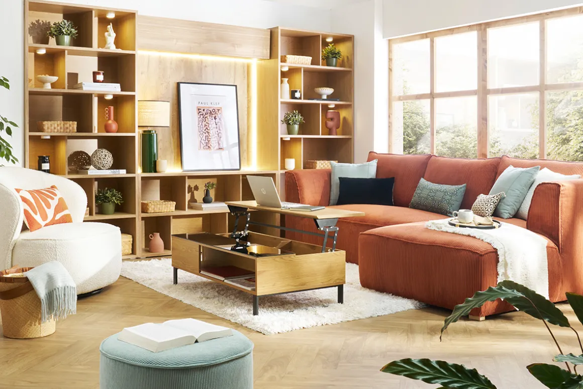 Fashion Miliboo Mesa de centro elevable en madera y metal WYNN