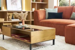 Fashion Miliboo Mesa de centro elevable en madera y metal WYNN