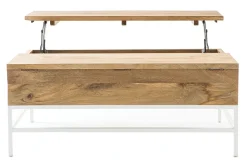 Store Miliboo Mesa de centro elevable mango y metal blanco BOHO