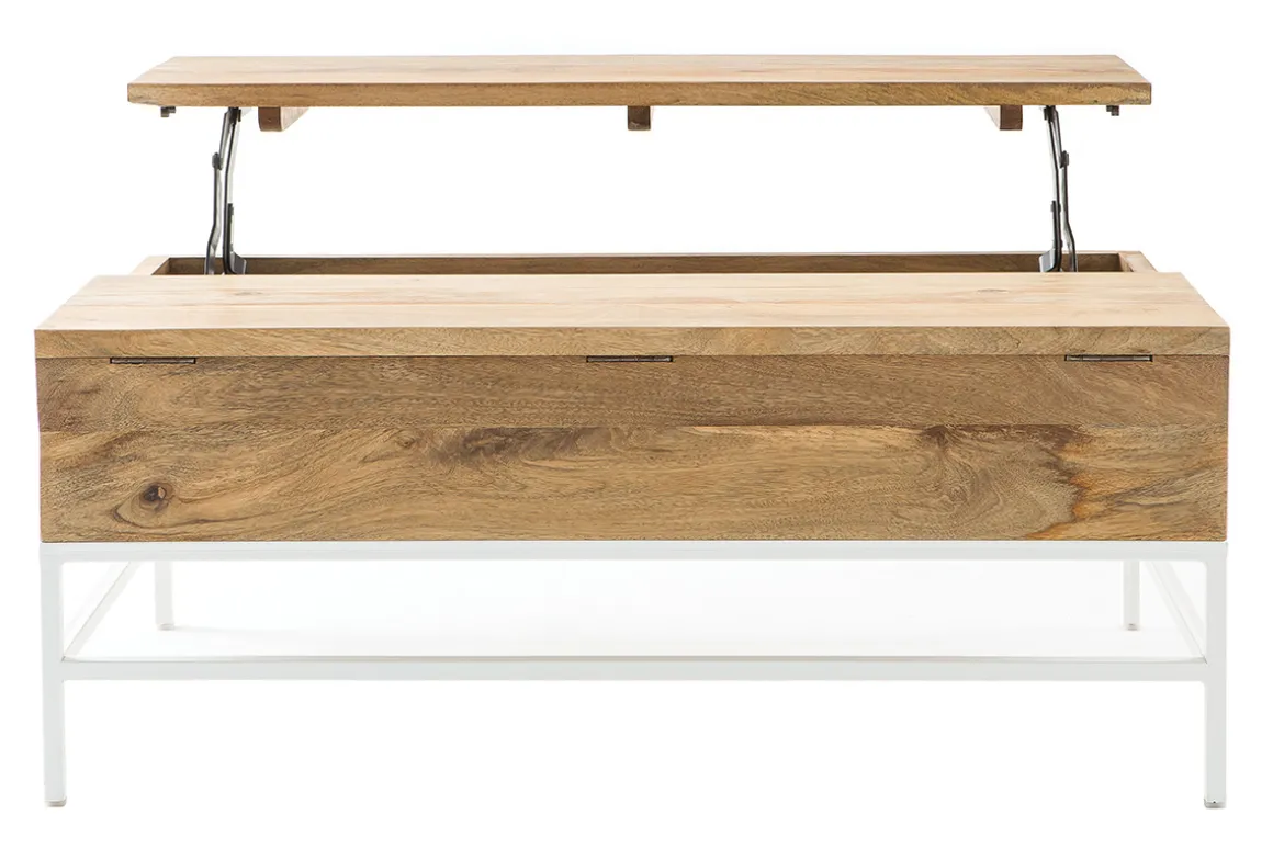 Store Miliboo Mesa de centro elevable mango y metal blanco BOHO