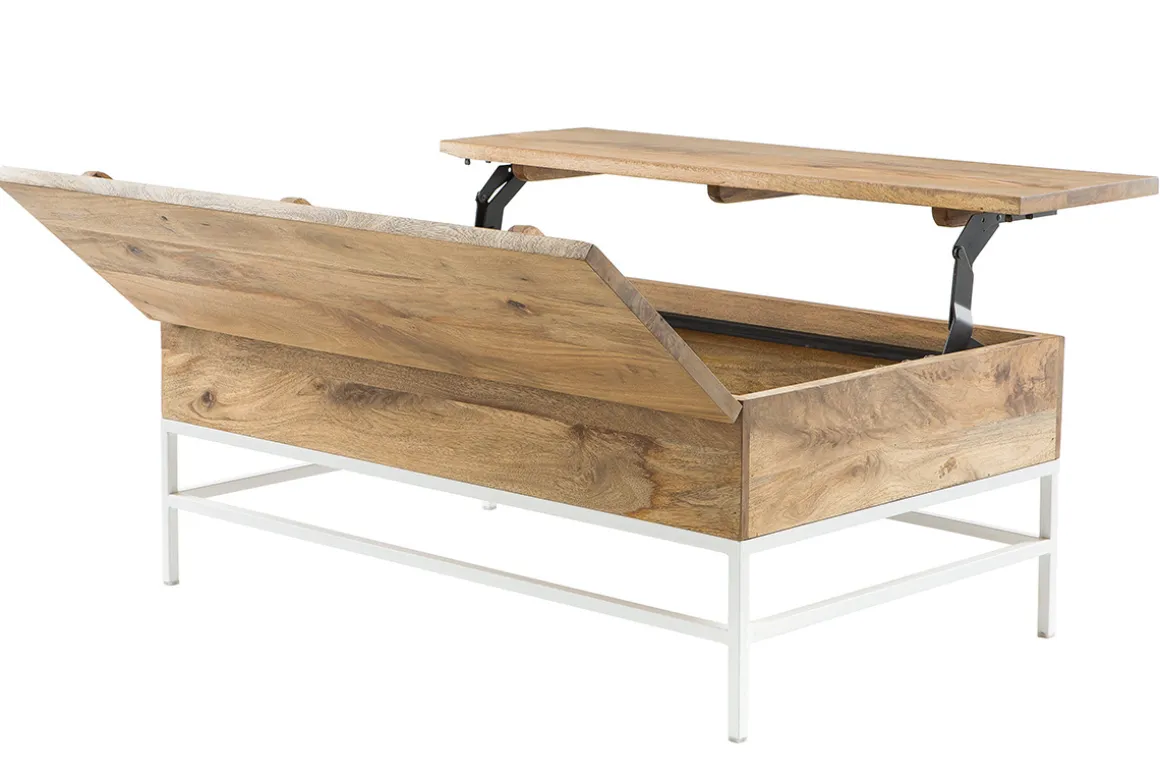 Store Miliboo Mesa de centro elevable mango y metal blanco BOHO