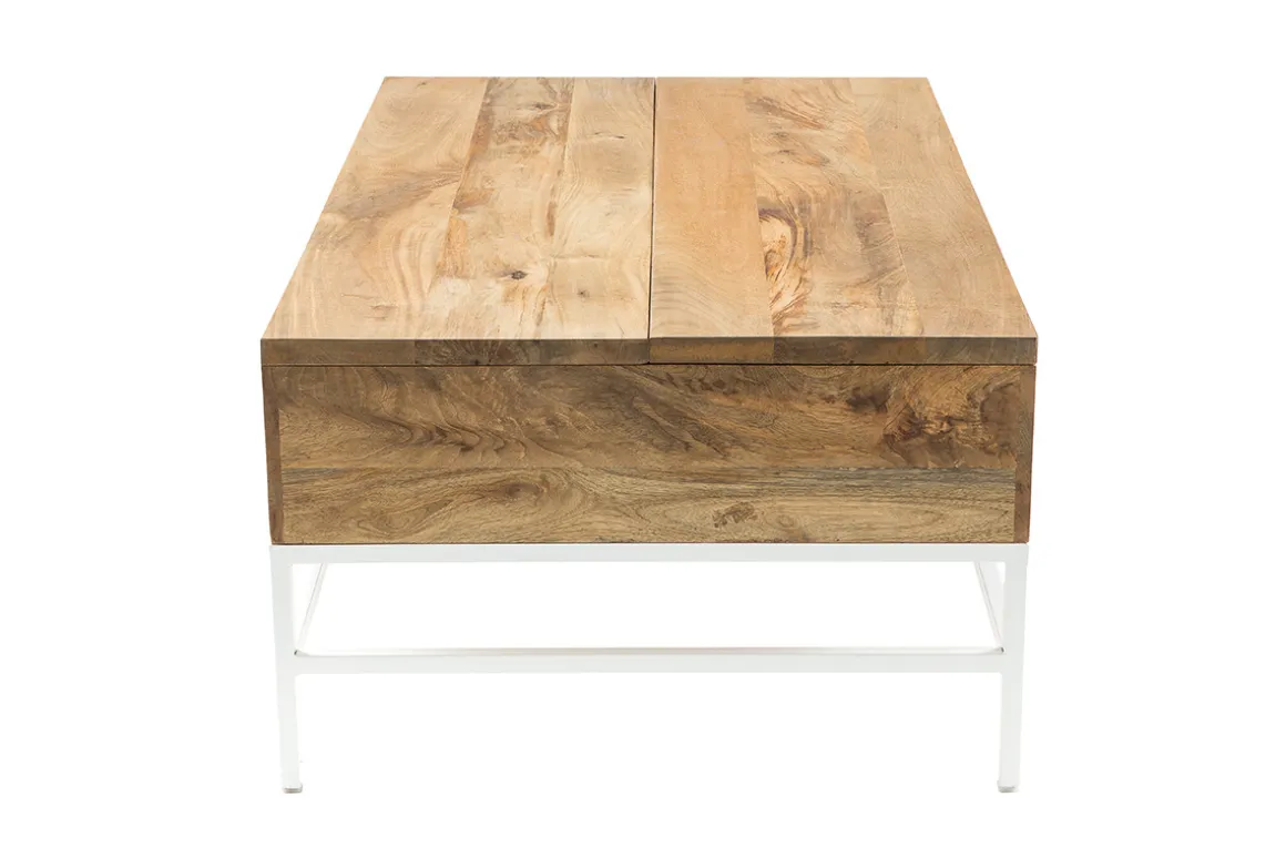 Store Miliboo Mesa de centro elevable mango y metal blanco BOHO