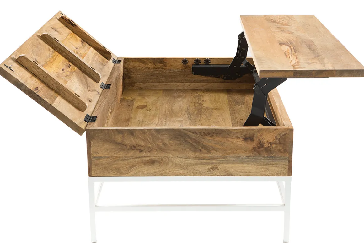 Store Miliboo Mesa de centro elevable mango y metal blanco BOHO