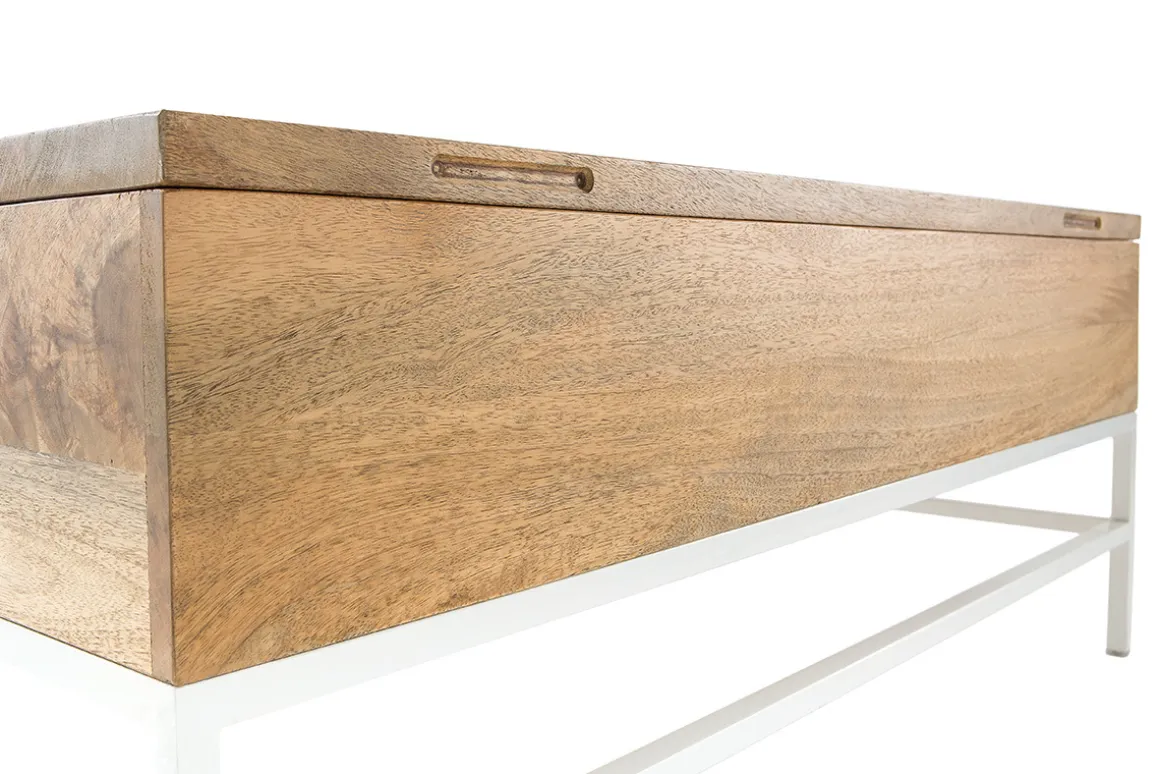 Store Miliboo Mesa de centro elevable mango y metal blanco BOHO