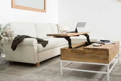 Store Miliboo Mesa de centro elevable mango y metal blanco BOHO