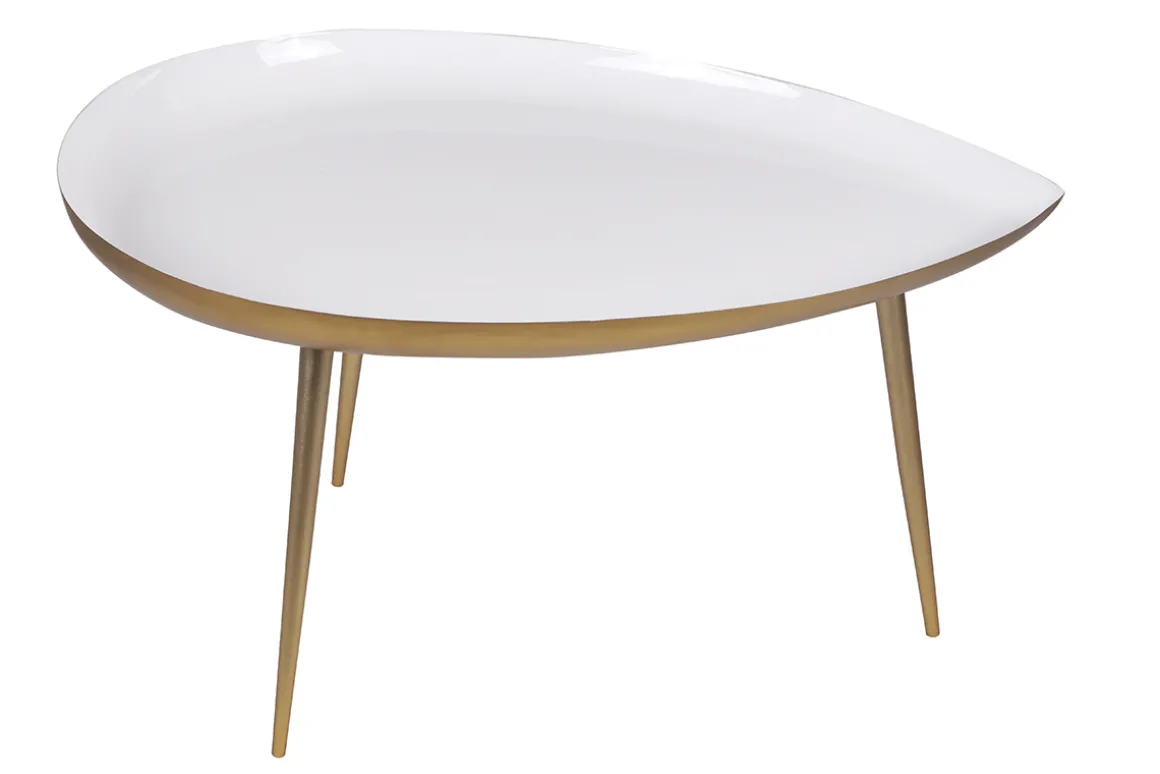 Fashion Miliboo Mesa de centro en acero lacada blanco DROP