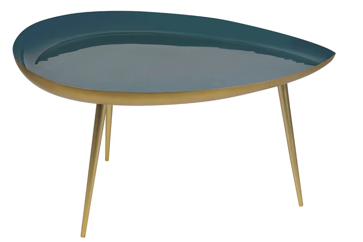 Flash Sale Miliboo Mesa de centro en acero lacado azul petróleo DROP