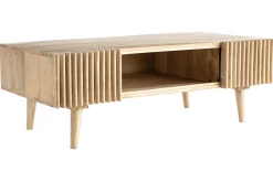 Store Miliboo Mesa de centro en mango macizo con puertas correderas ALBA