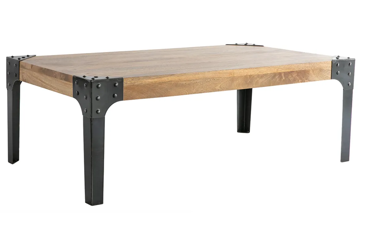 Flash Sale Miliboo Mesa de centro en mango y metal negro L100 cm MADISON