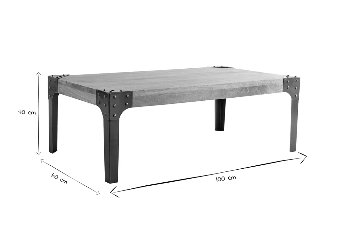 Flash Sale Miliboo Mesa de centro en mango y metal negro L100 cm MADISON