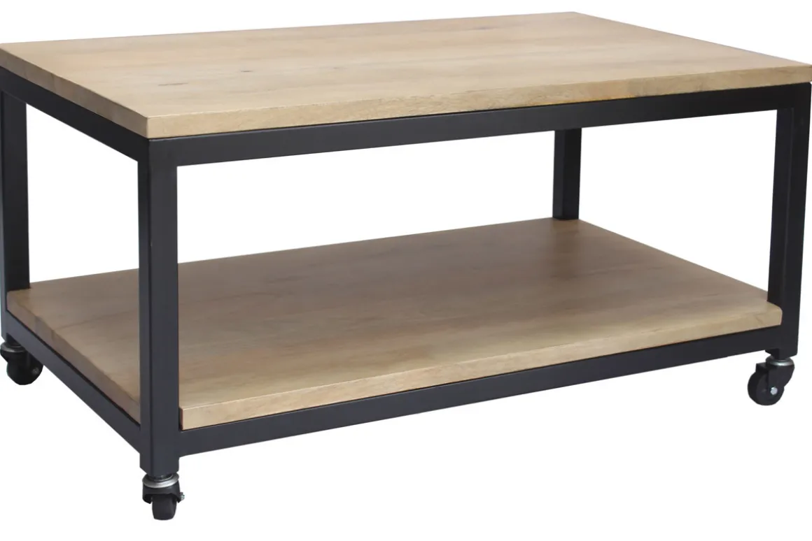 Cheap Miliboo Mesa de centro industrial madera y metal FACTORY