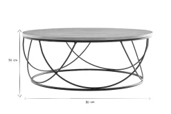 Fashion Miliboo Mesa de centro madera y metal negro redonda 80cm LACE