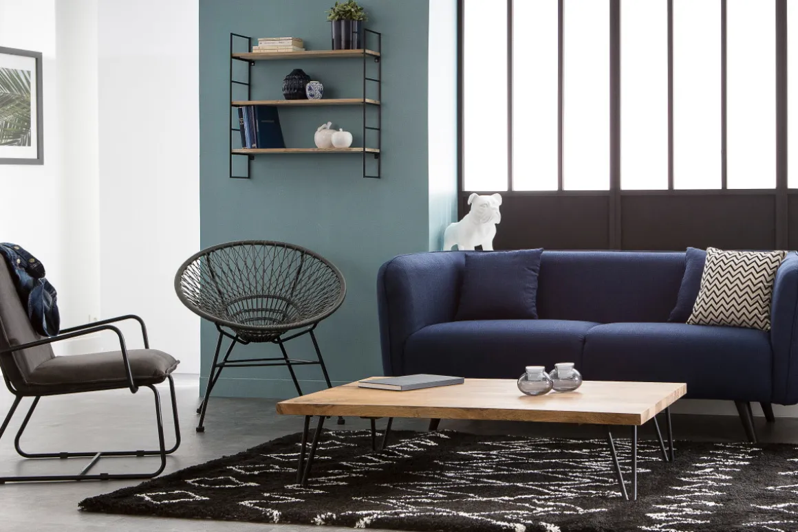 Clearance Miliboo Mesa de centro mango patas horquilla metal VIBES