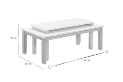 Sale Miliboo Mesa de centro nórdica con banco integrado blanco y madera clara CYBEL