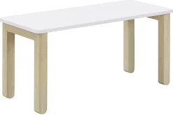 Sale Miliboo Mesa de centro nórdica con banco integrado blanco y madera clara CYBEL